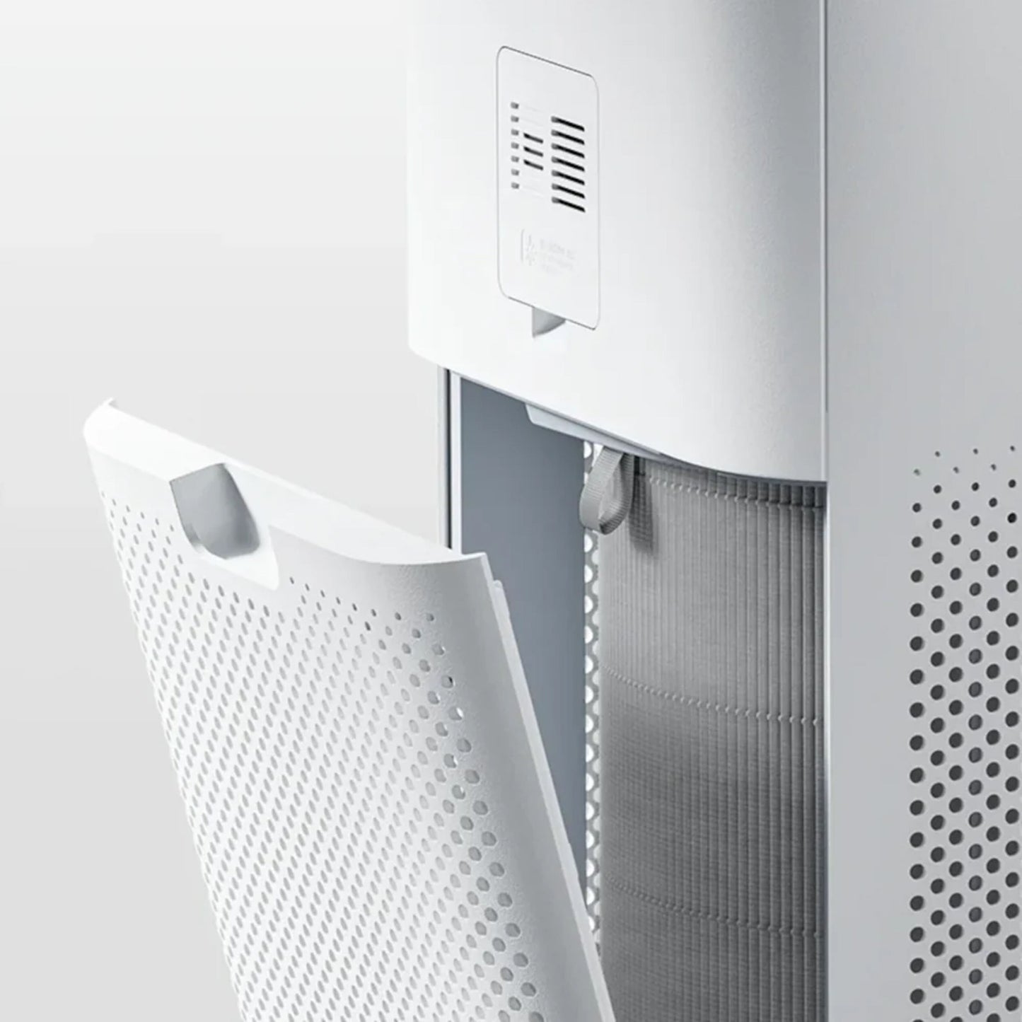 Xiaomi Smart Luftrenser 6 Filter, front åbnet, synligt cylinderfilter og perforerede lufthuller.