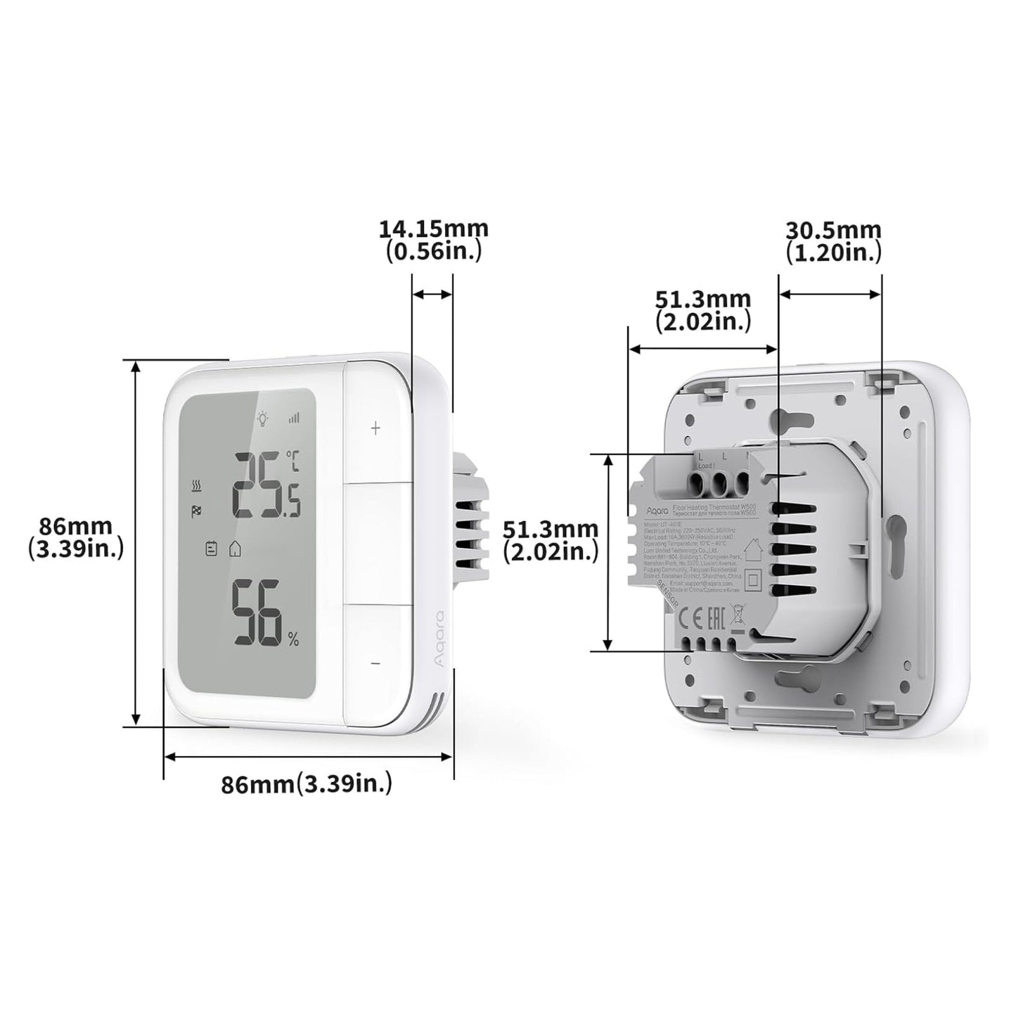 Aqara Floor Heating Thermostat W500, Hvid
