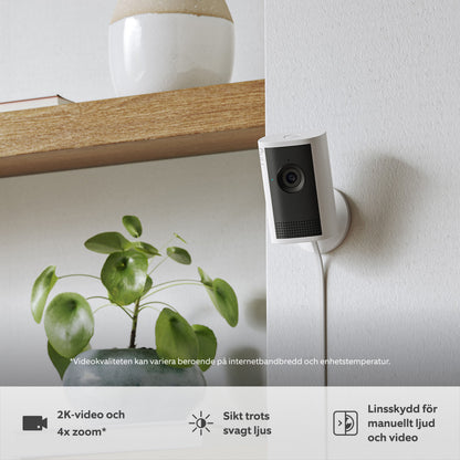 Ring Indoor Camera Plus - Retinal 2K overvågningskamera, Hvid