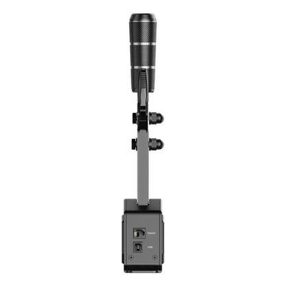 MOZA Racing SGP sekventiel skifter i sort set bagfra med XLR/EXT og USB porte samt cylindrisk hoved med metalbånd.