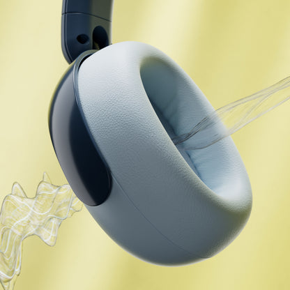 Philips 5000-serien trådløse over-ear høretelefoner til børn blå, volumenbegrænset, nærbillede af polstret ørekop.