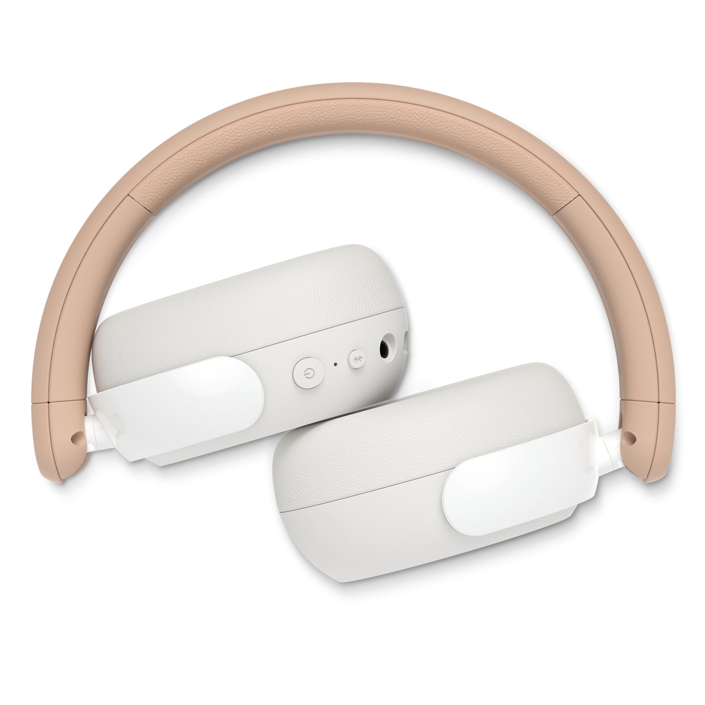 Philips trådløse over-ear hovedtelefoner til børn, beige, støjreduktion, polstret bøjle, lydstyrkebegrænsning, opladningsport.