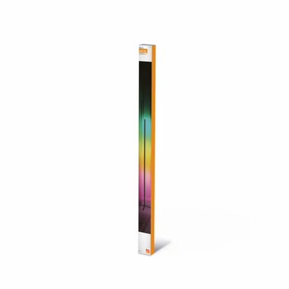 Denver SCL-155 RGB wifi hjørnelampe sort i æske, synlig farvegradientlys, produktnavn og brand på orange/hvid emballage.