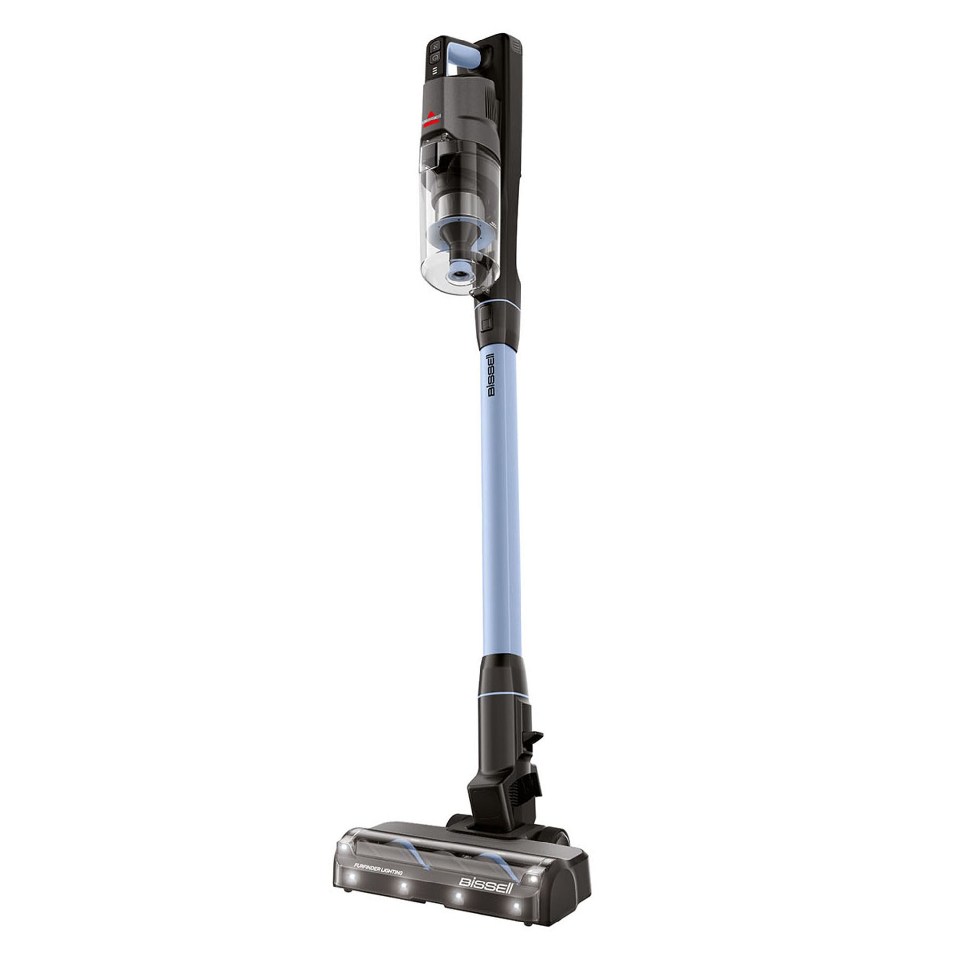 Bissel PowerClean FurFinder Select skaftstøvsuger blå/sort med gennemsigtig støvbeholder til dyrehår.