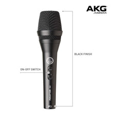 AKG Perception P3 S sort sangmikrofon med tænd/sluk-knap, kardioidmønster, AKG by Harman-logo øverst til højre.