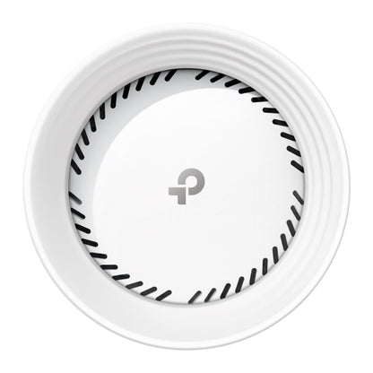 TP-Link Deco BE68 Wi-Fi 7 tri-band mesh-enhed, hvid rund router med riflet kant, logo og 10 Gbps-port.
