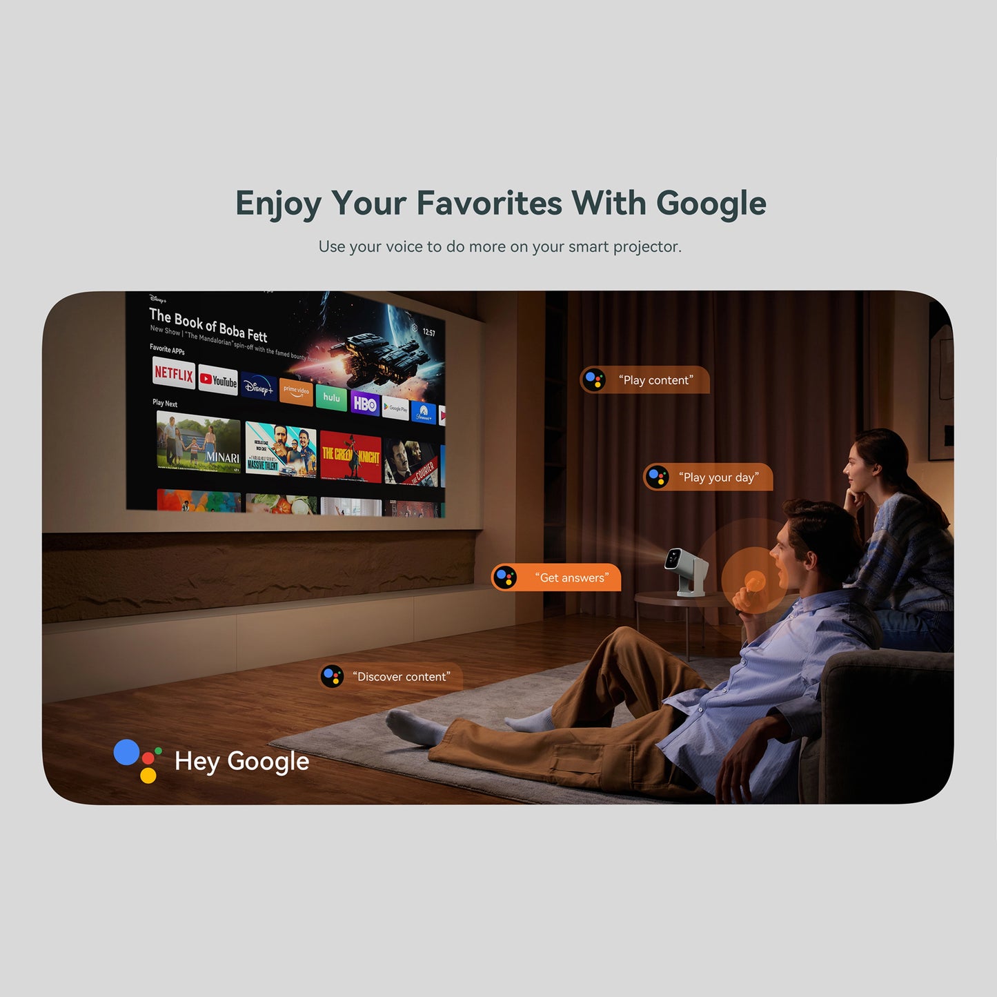 Wanbo bærbar projektor med Android TV og 360° gimbalstativ