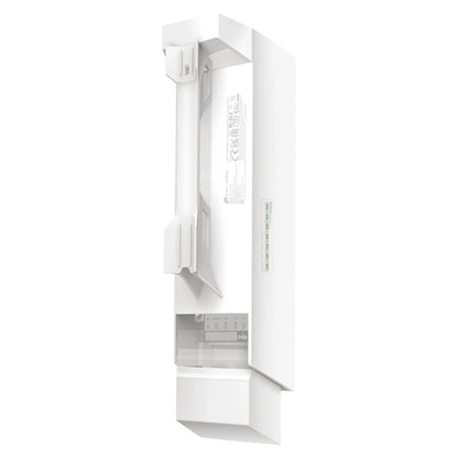 TP-Link Omada EAP215-Bridge KIT trådløs bro 5 km, bygning-til-bygning-forbindelse, hvidt panel med mærkede afbrydere.