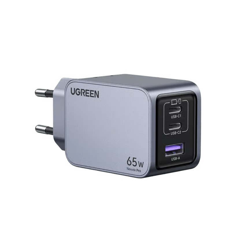 Ugreen Nexode Pro 65W GaN-hurtigoplader med 3 porte
