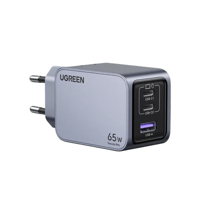Ugreen Nexode Pro 65W GaN-hurtigoplader med 3 porte