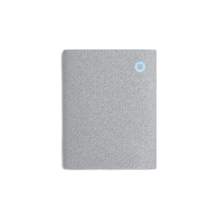 Ring Chime Gen.3 Smart notifikationshøjttaler, lysegrå, rektangulær, stoftekstur, blå ringindikator øverst til højre.