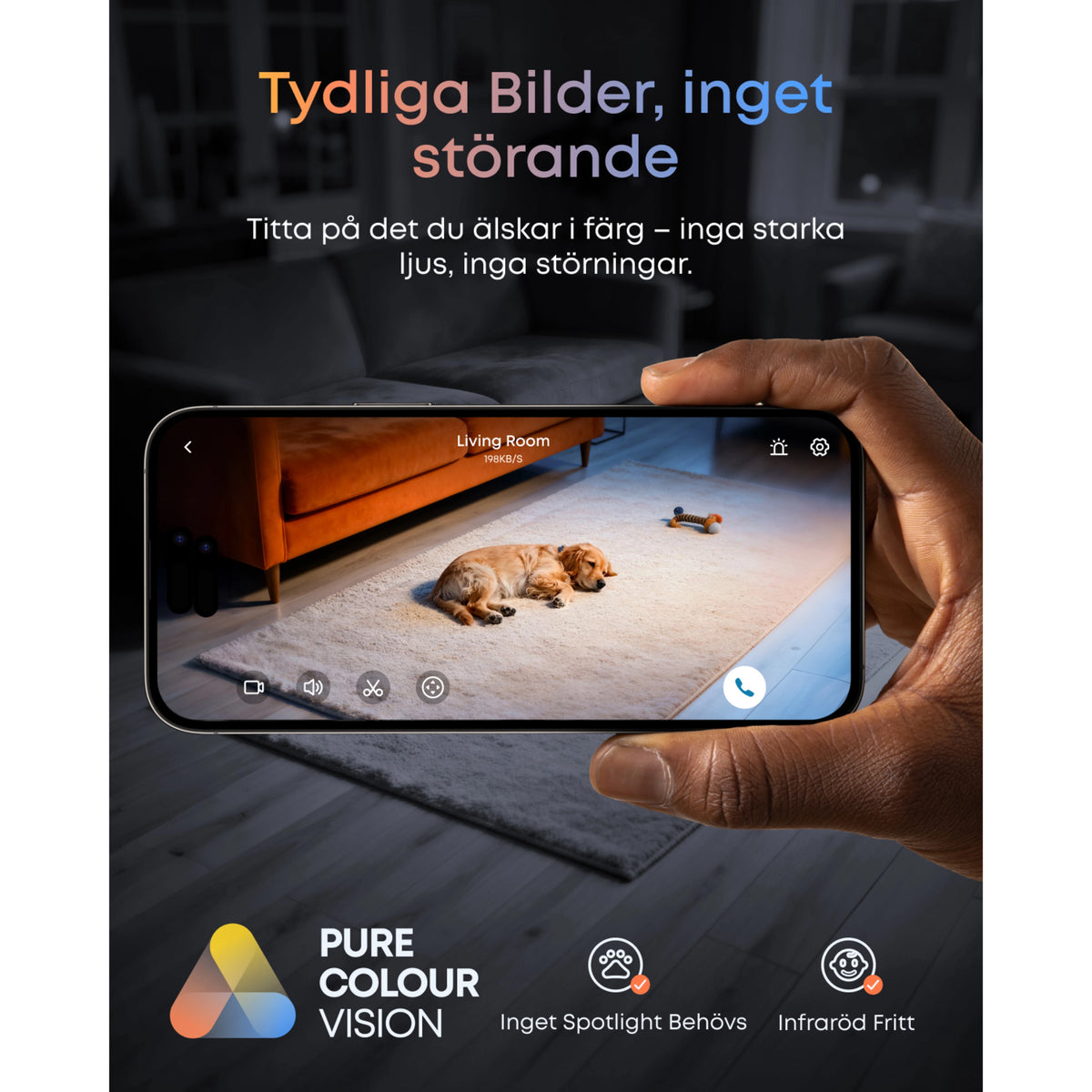 EUFY C31 overvågningskamera, hvid, 360° panorering, AI-sporing, farve-nattesyn uden spotlight eller infrarødt lys.