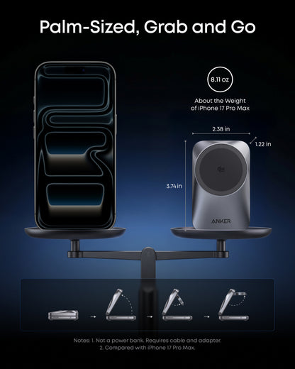Anker Prime Foldable 3-i-1 MagGo-oplader, Sort