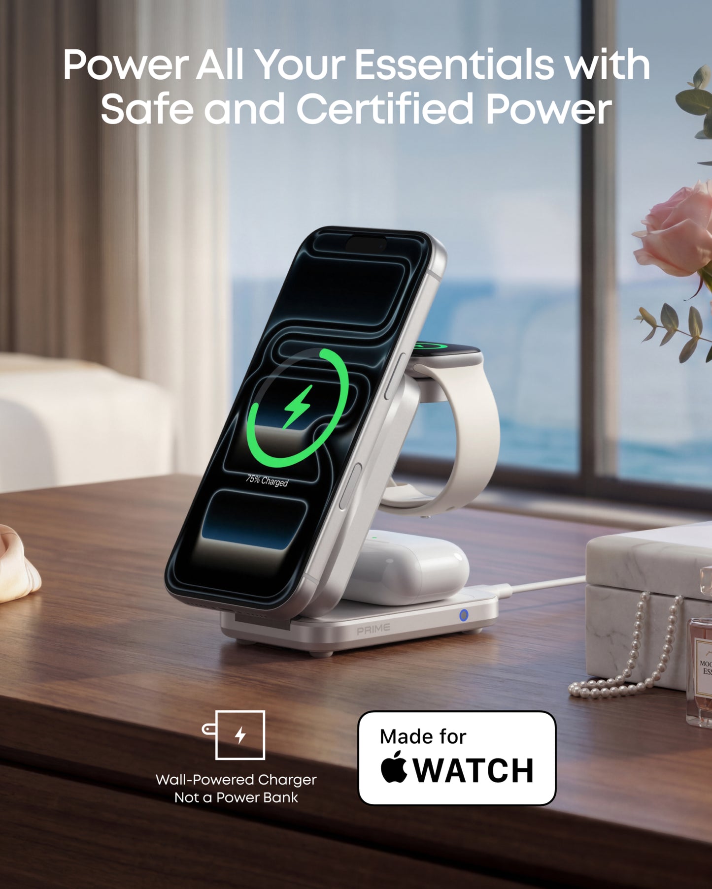 Anker Prime Foldable 3-i-1 MagGo-oplader, Sølv