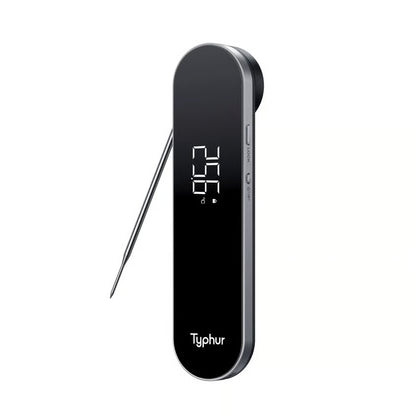 TYPHUR InstaProbe Core digitalt grill- og stegetermometer, sort, udtrækkelig metalprobe, LED-display med talvisning.