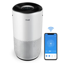 Levoit Core 400S smart luftrenser med H13 HEPA-filter, op til 83 m², sort topdisplay og app-styring via smartphone.
