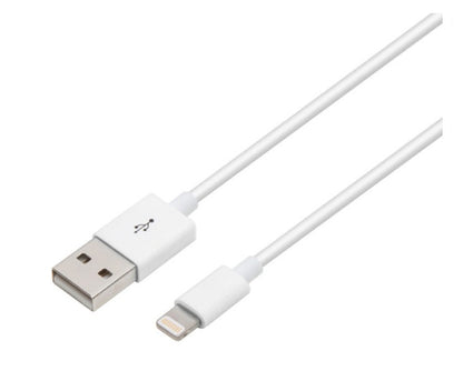 USB-A til Lightning-kabel MFi hvid 1 m til opladning af iPhone og iPad.