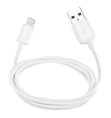 USB-A til Lightning-kabel MFi hvid 3 m spiralformet med USB-A og Lightning-stik i hver ende.