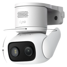 EUFY C31 overvågningskamera, hvid, med 360° panorering og AI-sporing, monteret på beslag.