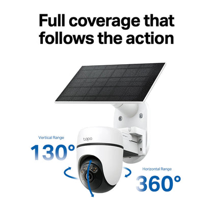 TP-Link Tapo HB112-kamerasæt med to solcellekameraer og H500-hub, 130° lodret og 360° vandret rotation, trådløst.