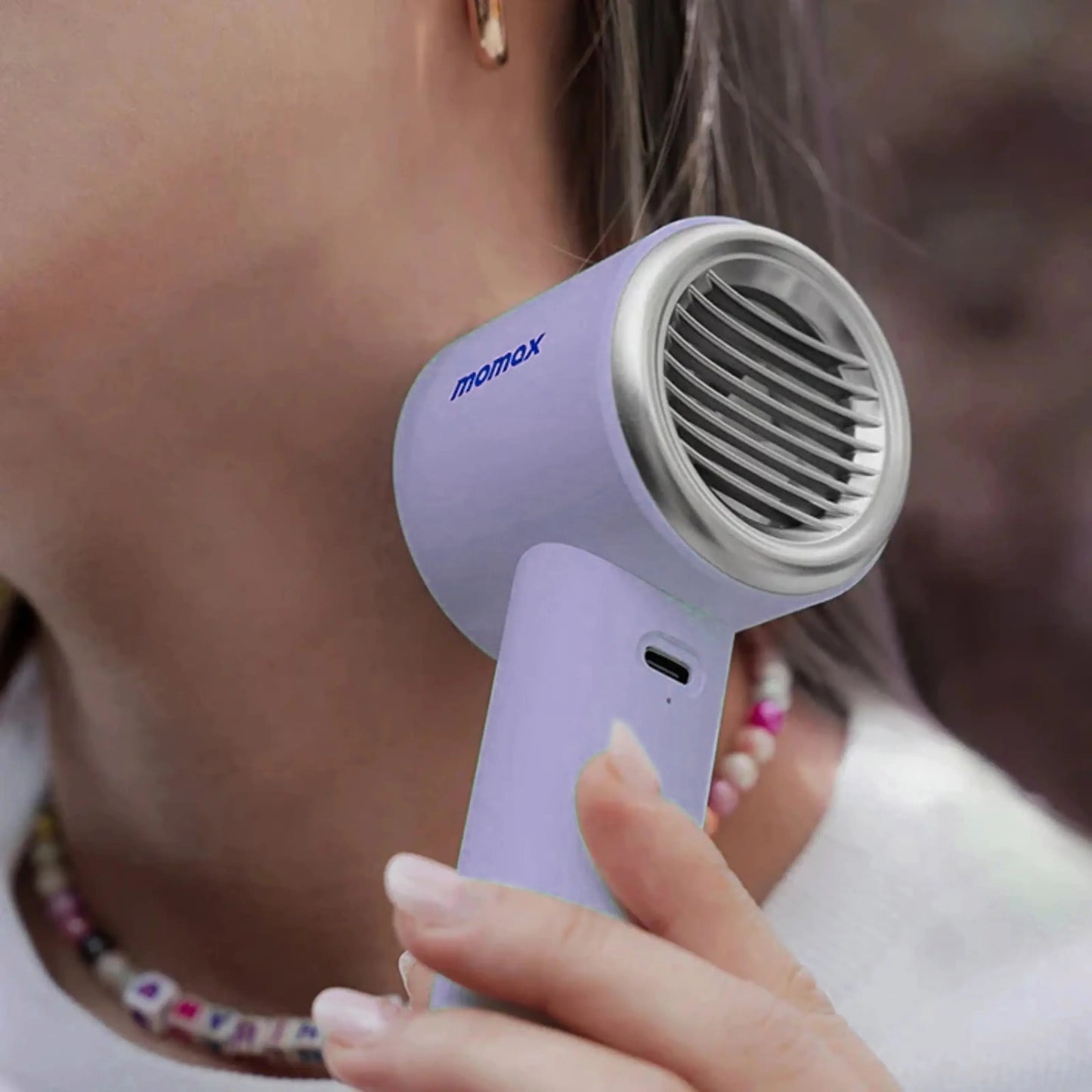 Momax Ultra Freeze bærbar fan med køleplade, Lilla
