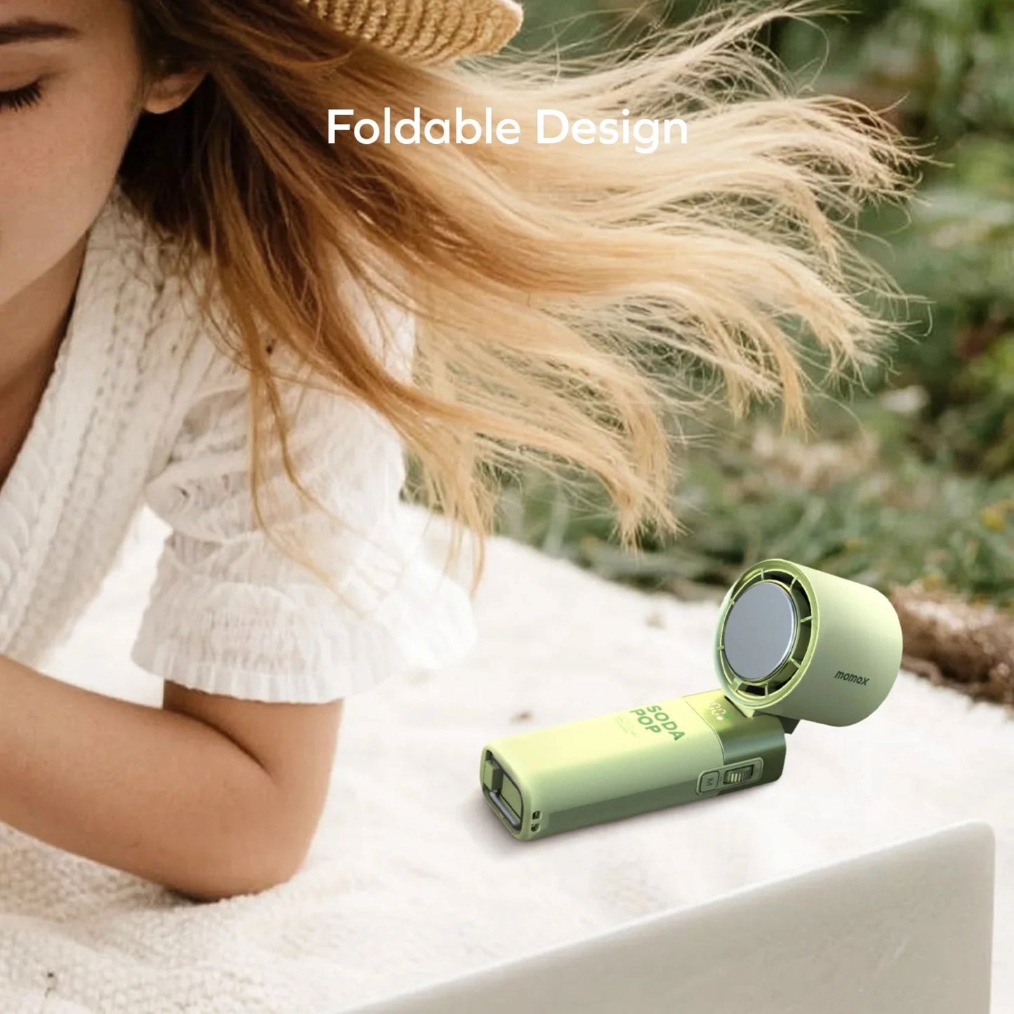 Momax 1° Go Freeze foldbar minifan, Grøn