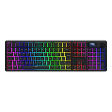 HATOR Skyfall 100 Pro trådløst gaming-tastatur, sort, QWERTY-layout, lineære kontakter, regnbuebelysning, hældning.