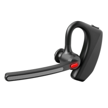 MIXX Mono Headset B10 – trådløst headset med lang mikrofonarm, mesh-detalje, rød knap og ENC-mikrofon, sort.