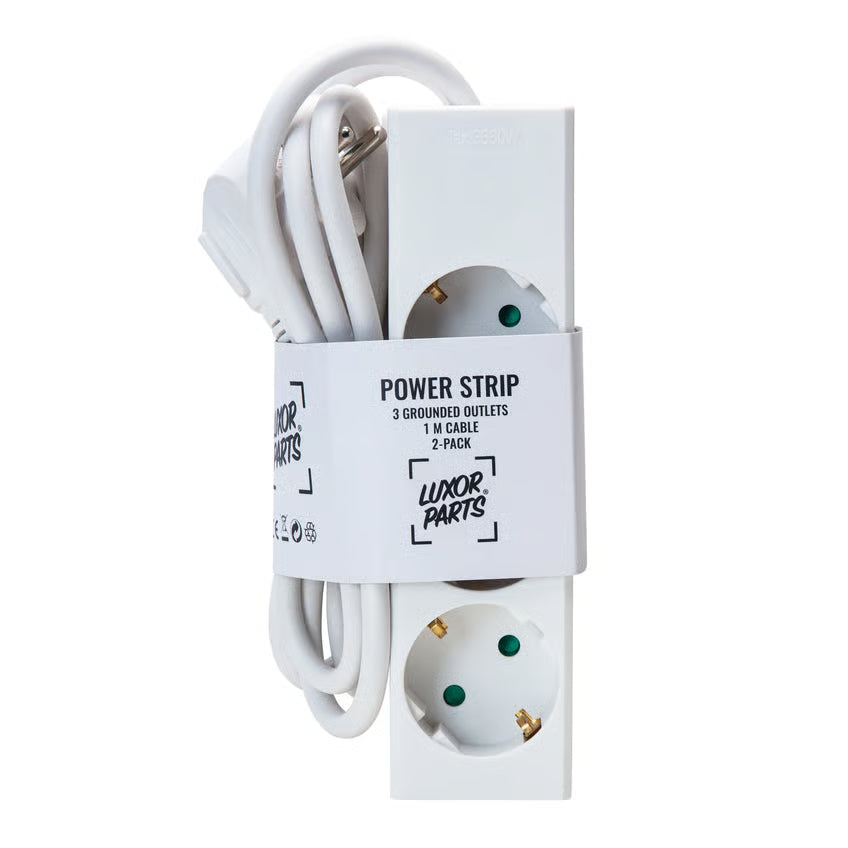 Luxorparts Stikdåse 3-vejs 1 m, Hvid, 2-pak