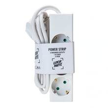Luxorparts 3-vejs stikdåse, 1 m, hvid, 2-pak, tre stikkontakter og 1 meter ledning.