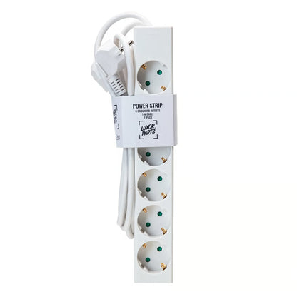 Luxorparts Stikdåse 6-vejs 1 m, Hvid, 2-pak