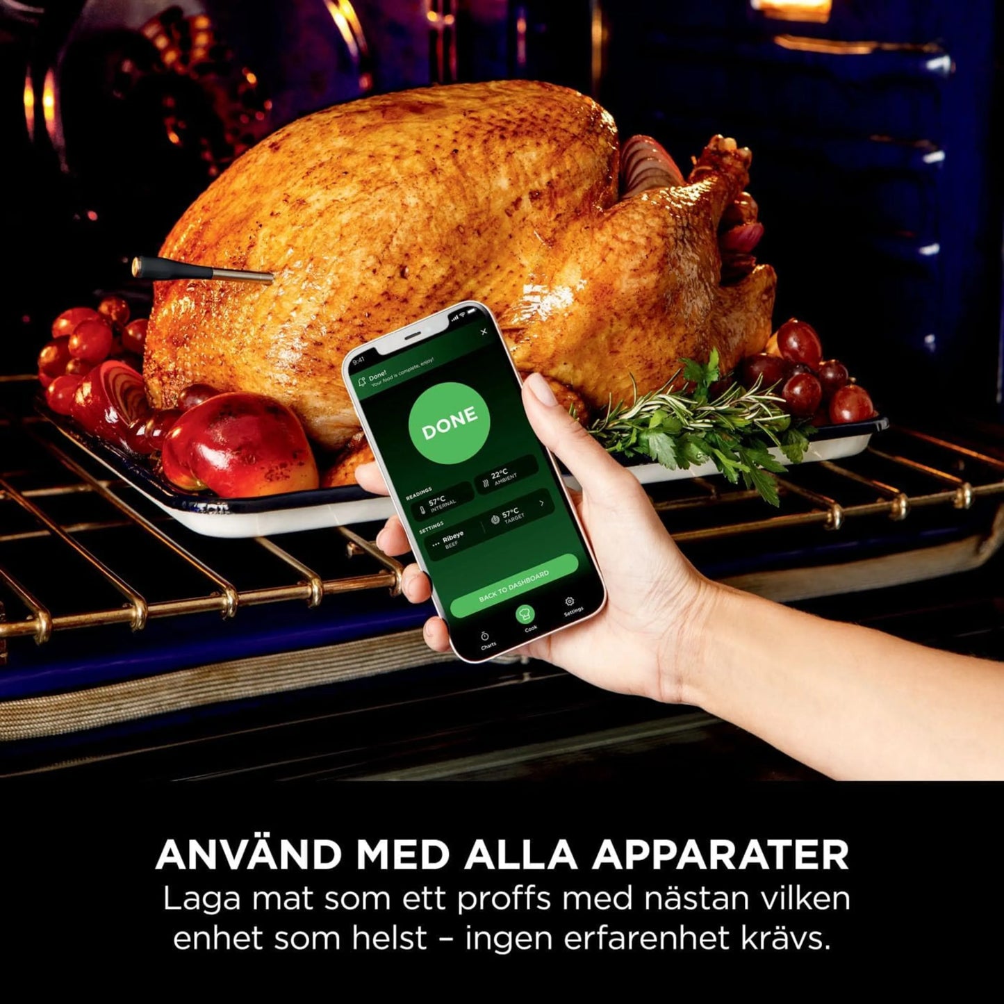 Ninja ProChef trådløst stegetermometer, Sort/sølv