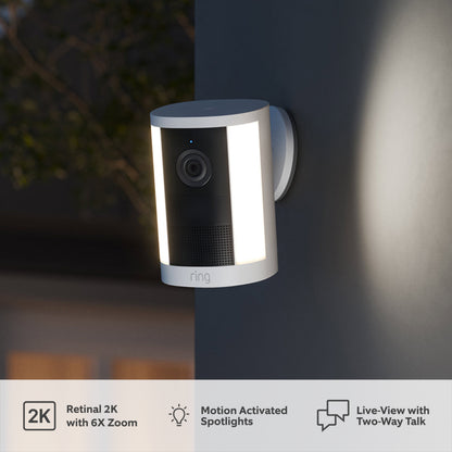 Ring Spotlight Cam Battery (2nd Gen) trådløst overvågningskamera, Hvid