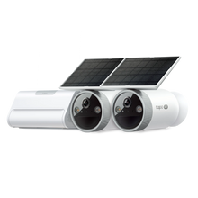 TP-Link Tapo HB610 4K-kamerasæt med to solcellekameraer med solcellepaneler og trådløs hub.