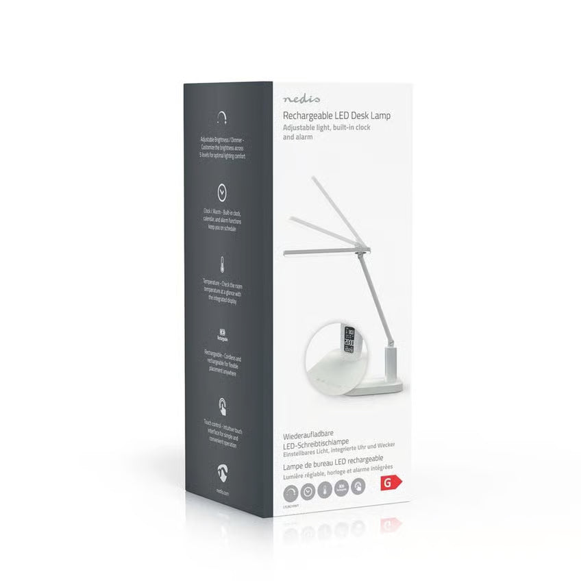 Nedis genopladelig LED-skrivebordslampe med display