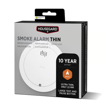 Housegard Thin røgalarm med 10 års batteri, Hvid