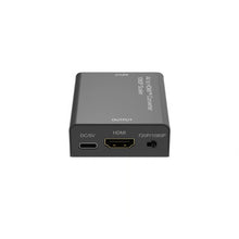 Luxorparts AV-til-HDMI-konverter 1080p, sort, med mærkning af ind- og udgange, DC/5V, HDMI- og 720p/1080p-porte på forsiden.