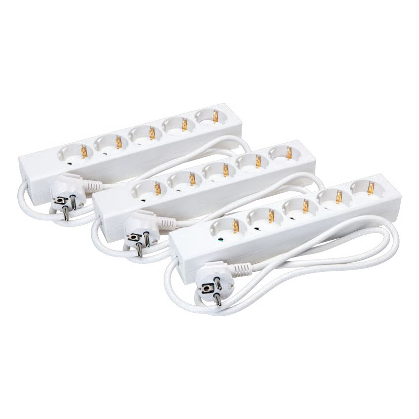 Luxorparts grenstik 5-vejs, 1 m, hvid, 3-pak