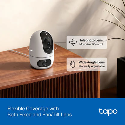 TP-Link Tapo C245D indendørskamera med dobbelt linse og AI-sporing