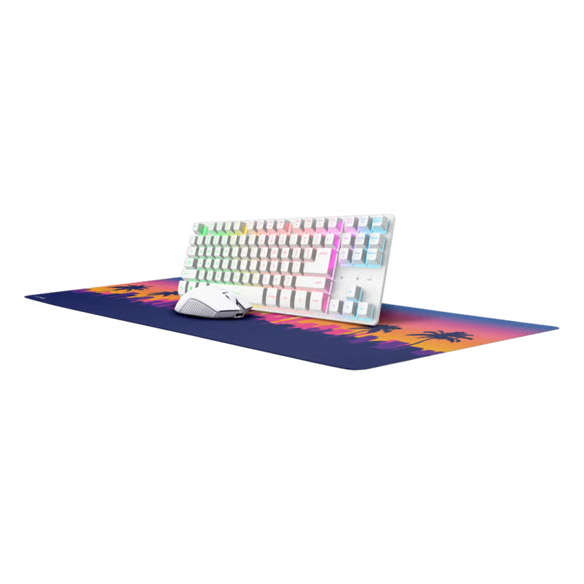 Trust GXT 882 trådløst gamingsæt med tastatur, mus og musemåtte, Hvid