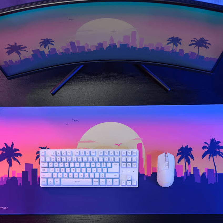 Trust GXT 882 trådløst gamingsæt med tastatur, mus og musemåtte, Hvid