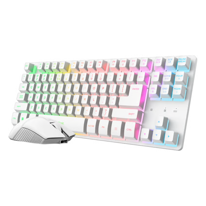 Trust GXT 882 trådløst gamingsæt med tastatur, mus og musemåtte, Hvid