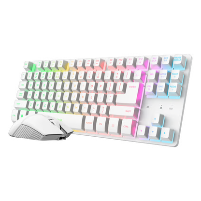 Trust GXT 882 trådløst gamingsæt med tastatur, mus og musemåtte, Hvid