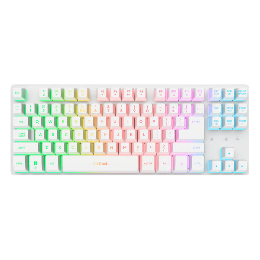 Trust GXT 882 trådløst gamingsæt med tastatur, mus og musemåtte, Hvid