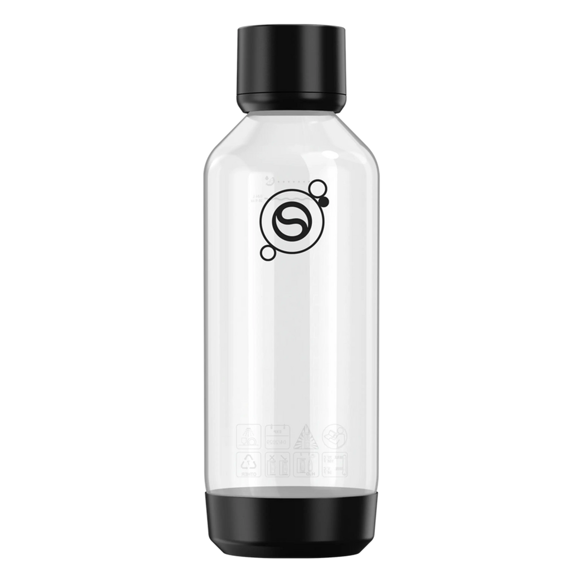 SodaStream Fizz  Refresh kulsyreflaske, 1 liter, sort med sort skruelåg og bund, BPA-fri.