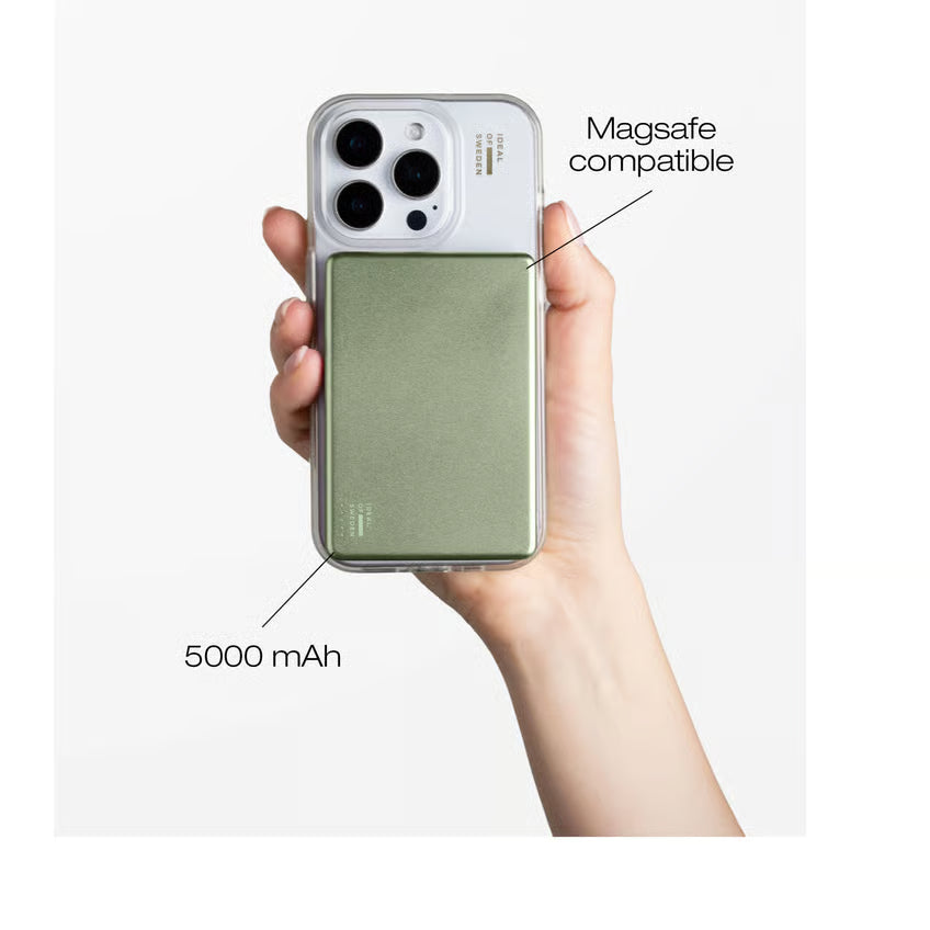 IDEAL OF SWEDEN Slim Powerbank MagSafe 5000 mAh, Sage Green