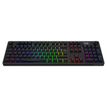 HATOR Skyfall 100 Pro trådløst gaming-tastatur, sort, RGB-regnbue-baggrundsbelysning, lineære kontakter, numerisk tastatur, kontrolhjul.