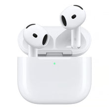 APPLE AirPods 5 med opladningsetui, aktiv støjreduktion, åben oplader med grønt indikatorlys på forsiden.