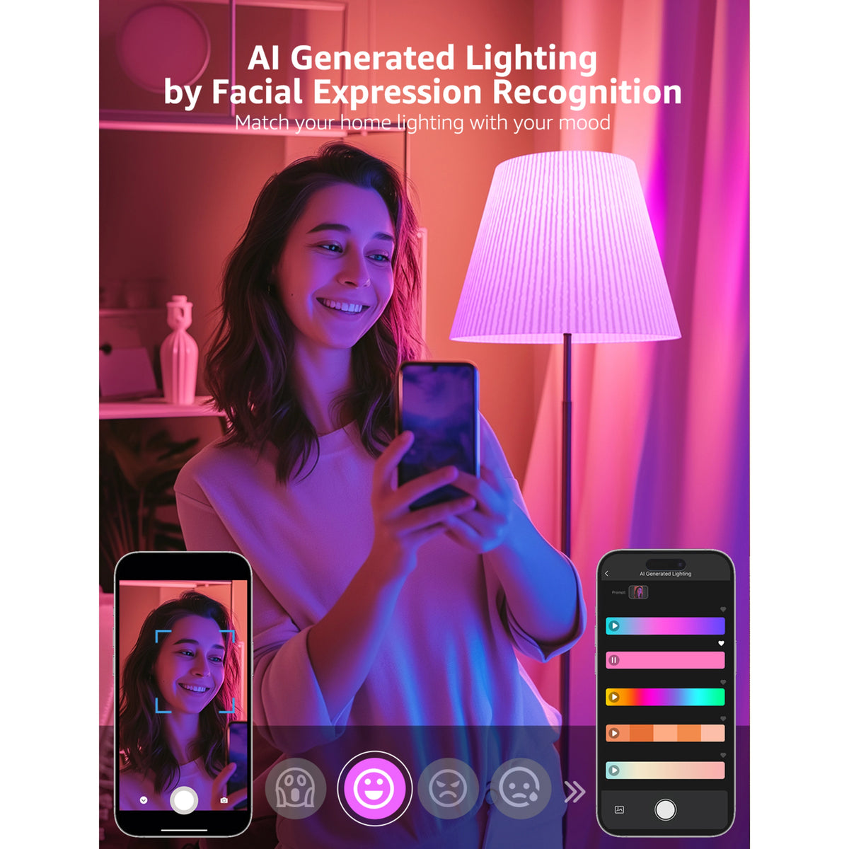 Lepro BC1 AI smart LED-pære, E14 kroneformet, RGB, 2-pak, styres via smartphone-app.