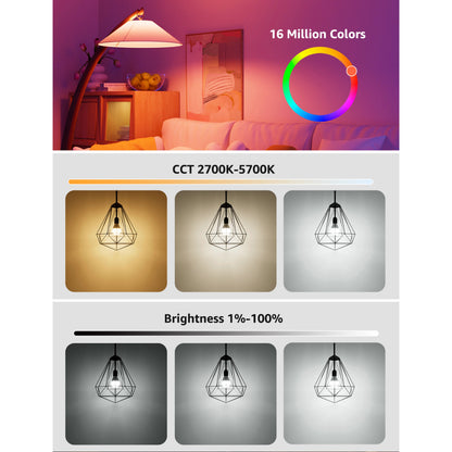 Lepro BP1 smart LED-pære E14, 2-pak, RGB, 2700K–5700K, Wi-Fi, dæmpbar 1–100 , styres via farvehjulet i appen.